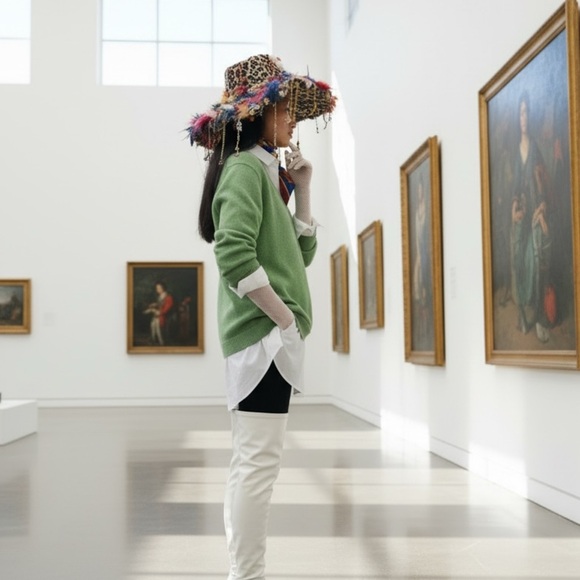 Vintage Izod V-Neck Sweater 70s Green Alligator Logo Preppy Old Money L - Picture 2 of 10